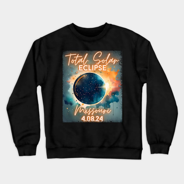 Total Solar Eclipse 2024 Missouri Art Science Men Women Kids Crewneck Sweatshirt by AimArtStudio